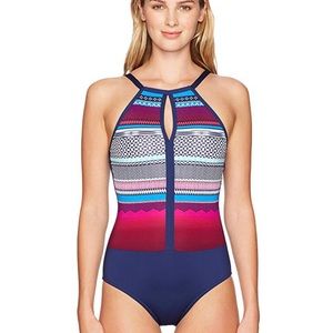 NEW Jag Swimsuit One-piece Ombre Stripe sz Large
